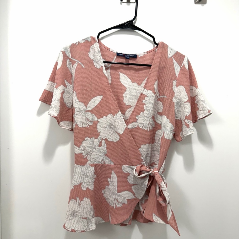 one clothing Dusty Rose Floral Wrap Top